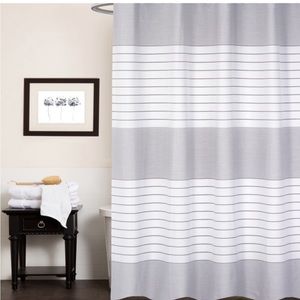 Pacey 100% Cotton Blue Striped Shower Curtain